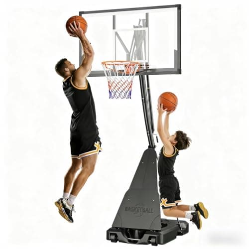 Lotfun Basketball Hoop Outdoor 44 Inch Shatterproof PC Backboard, 18" Rim, Portable Basketball Goal with Crank Adjustment & Wheels, for Teens & Adults to Enjoy Comfortable Indoor & Outdoor Basketball - Image 1