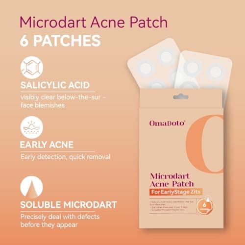 OmaDoto Microdart Pimple Patches for face - 6 Count - Micropoint with Salicylic Acid - Translucent Hydrocolloid Blemish Covers & Hydrocolloid Circles - Thumbnail 3