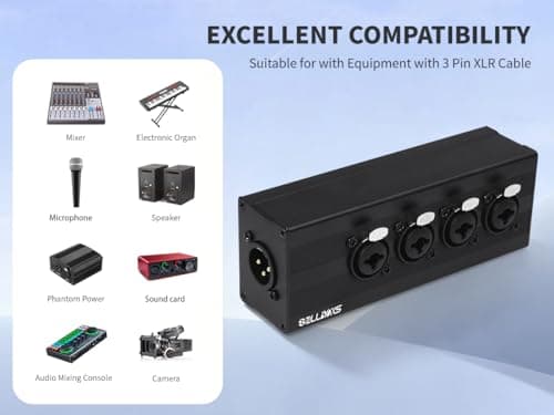 SZLliyxs 3 Pin XLR 1 Male to 4 Female Splitter,4 Way 1/4 TRS& XLR Input to one-Output Parallel Connection Adapter,Four 6.35mm Microphone inputs Converted to one Output - Thumbnail 4
