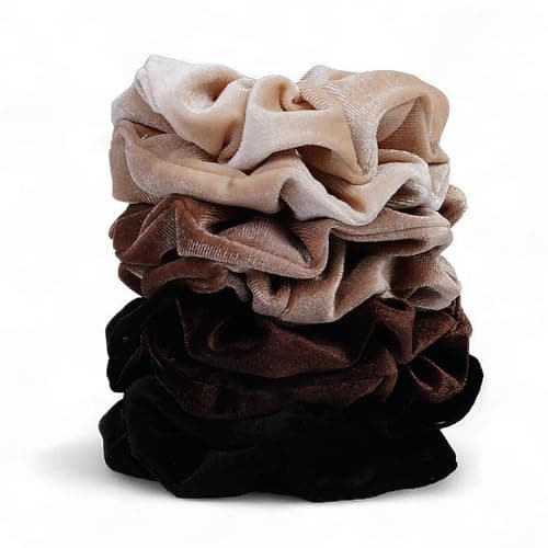 Velvet Scrunchies for Women – 8PCS Neutral Large Hair Ties – Black, Blonde, Dark Brown, Light Brown – No Crease, Frizz-Free, Soft & Gentle Elastic Hair Bands, Everyday Hair Accessories Gifts - Image 1