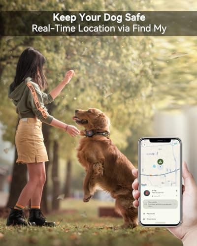 Location Tracker Tag for Dogs & Cats with Silicone Collar Holder, Works with Apple Find My & Android Find Hub, IP67 Waterproof Bluetooth Anti-Lost Locator (Black – Pet Collar Case, 1 Pack) - Thumbnail 3
