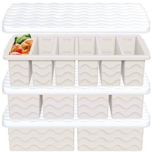 3-Pack Silicone Freezer Trays with Lid,2 Large 2-Cup(500ml)&4 Medium 1-Cup(250ml)&6 Small 1/2-Cup(125ml) Soup Freezer Container Molds,Ice Cube Tray For Meal Prep&Freezing Soup,Stews,Sauces - Image 1