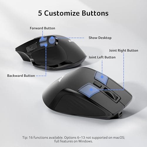 Acer Wireless Mouse for Laptop, Bluetooth Computer Mouse Ergonomic for 4 Devices(2.4Ghz+BT 5.2+Wired), OLED Screen Rechargeable Mice, 5 Programmable Buttons, 4000 DPI for MacBook PC Desktop - Thumbnail 3