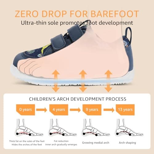 STQ KIDS Wide Toe Box Toddler Boy Shoes Lightweight Barefoot Tennis Shoes Non-Slip Comfort Kid Sneakers Zero Drop First Walking Shoe for School Sports Navy Toddler Size 10 - Thumbnail 5