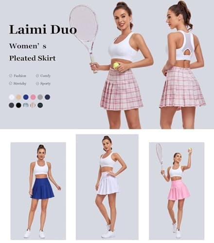 Laimi Duo Girls's Pleated Skirts high Waist mini Tennis Skater Skirt Pink Plaid Athletic Golf Skort Lightweight Skorts for Girls Size 2 - Thumbnail 3