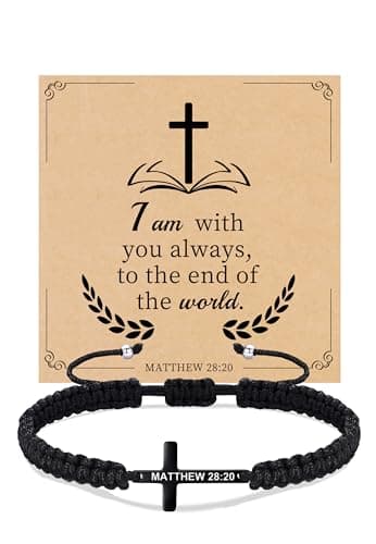 Sistble Mothers Day Gifts, Christian Gifts for Men Black Cross Bracelet Jesus Easter Gift Catholic Baptism Bracelets Religious Gift for Men Inspirational Jewelry for Grandson Son - Image 1