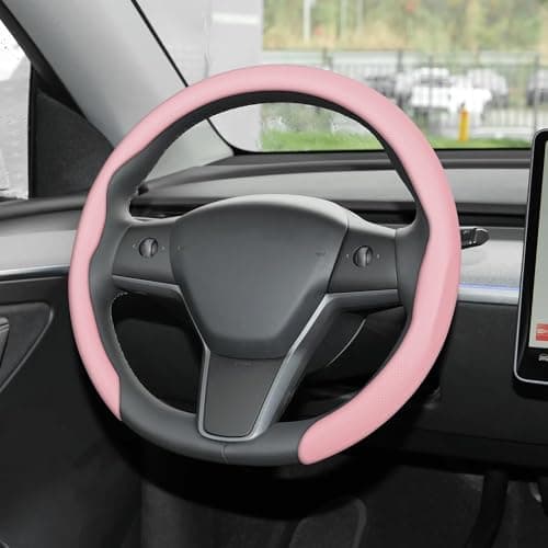 frani Nappa Leather Steering Wheel Cover, Universal 15 Inch Premium Non-Slip Steering Wheel Cover Pink - Image 1