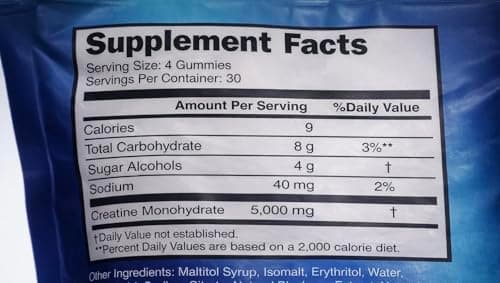 BodyFusion X Creatine Gummies 5g – Sugar Free, Vegan, Non-GMO – Muscle Strength, Recovery & Performance Support – Blue Raspberry Flavor – Anti-Melt Formula – 120 Gummies - Thumbnail 3