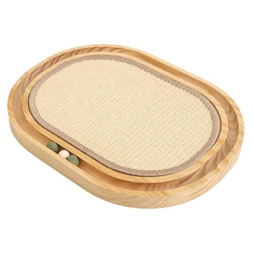 HLSMKJ Sisal Cat Scratcher Toy, Natu sisal cat Scratching pad, Ball Track Wooden Interactive Cat Toy Ball, Catnip Ball, for Cats Chasing, Hunting, Mental Physical Exercise Puzzle - Image 1
