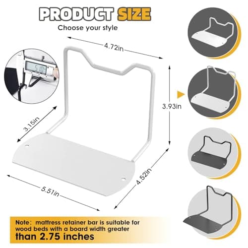 Mdkave Mattress Slide Stopper,Mattress Retainer Bar,Mattress Retainer Bar for Adjustable Bed,Wider Taller Non Slip Mattress Gripper,Anti Mattress Slide for Most Soft Bed(White,1.96" H,2 Pack) - Thumbnail 2