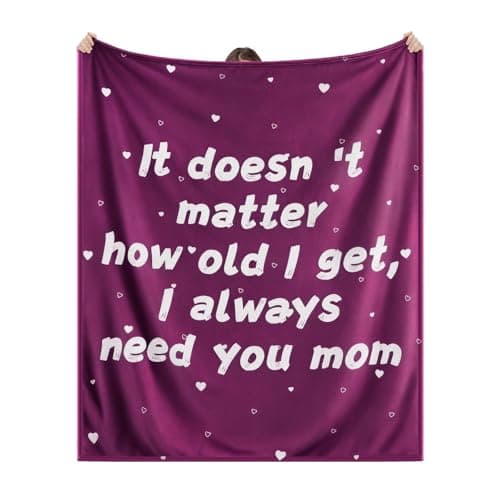Gifts for Mom - Mom Gifts for Mother's Day Birthday Christmas - Love Mom's Blanket Soft Flannel Throw Blanket 60x50'' (Plum Purple) - Image 1