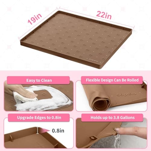 Sdpeia Under Sink Mat 22"×19" Waterproof Silicone Cabinet Liner & Sink Protector for Kitchen & Bathroom, Multi-Purpose Organizers Tray for Pets, Laundry, Cat Litter Mat - Thumbnail 4