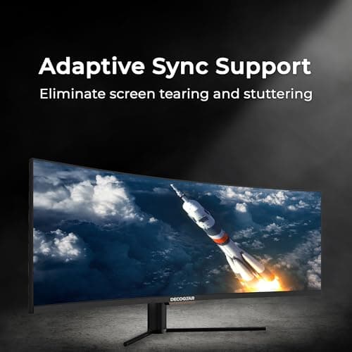 Deco Gear Curved 49” Super Ultrawide Gaming Monitor, 32:9 WDFHD 3840×1080, 144Hz, 3ms, 3000:1 VA, HDR400, Adaptive Sync, USB-C 65W, HDMI/DP, PBP/PIP, KVM, 1800R, American Seller - Thumbnail 5