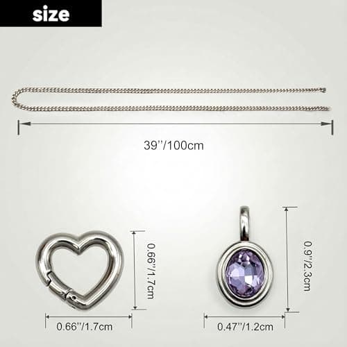 EverGlimp Heart Slip Chain Necklace for Women, 39 Inch Extra Long Cuban Chain, Removable Heart O-Ring, Crystal Pendant, Double Layer Adjustable Stainless Steel Y-Necklace, Statement Jewelry - Thumbnail 5