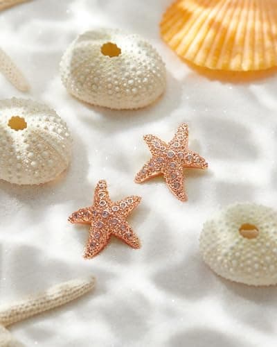 UANNEAU Rose Gold Earrings for Women Trendy 14K Gold Plated Chunky Starfish Stud Earrings Hypoallergenic Lightweight Beach Earrings Jewelry Gifts - Thumbnail 5
