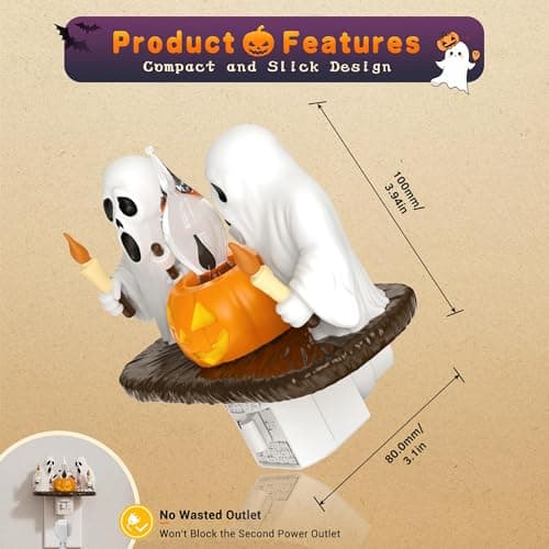 JandCase Halloween Night Light, Amber Night Lights Plug into Wall - Thumbnail 4