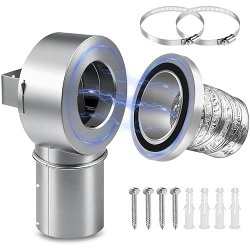 Magnetic Dryer Vent Connector Kit Easy to Clean Quick Connector DV90 Airtight Seal ，Magnetic Dryer Vent Coupling，Includes 4-inch Aluminum Foil Hose and 2 Clamps（Silver）