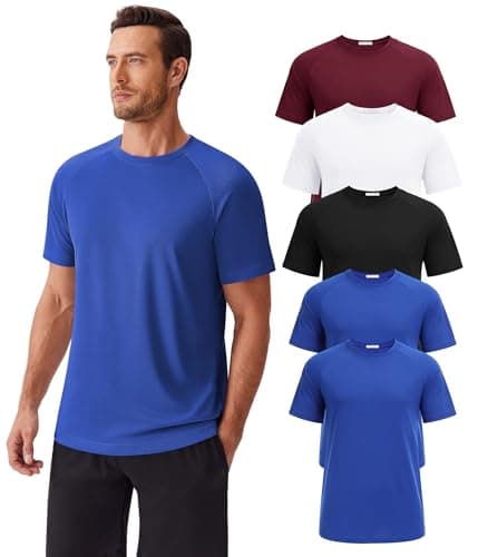 PINSPARK Moisture Wicking T Shirts for Men Multipack Active Gym Workout Tshirts Quick Dry Plain Undershirts Crewneck Tees - Image 1