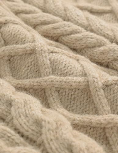 Aelfric Eden Women's Oversized Cable Knit Sweaters Crewneck Long Sleeve Chunky Pullover Sweaters 2025 Fall Outfits Apricot Small - Thumbnail 2