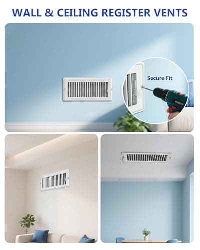 4x10 Floor Regsiter - 5 Pack Vent Covers for Home Floor Wall Ceiling - White with Screws for Easy Installation - Heavy Duty Steel Walkable Finish for Quiet Adjustable Airflow HVAC Register Grilles - Thumbnail 6