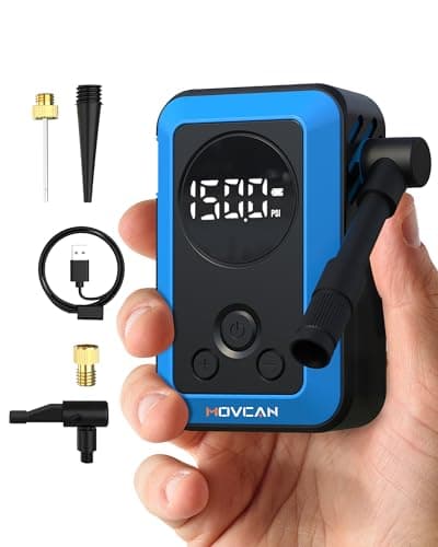 MOVCAN Mini Bike Pump with Gauge, 150PSI Electric Bike Pump Portable, 33s Fast Inflation, Rechargeable Battery, Presta & Schrader Valve Compatible for Bicycle, MTB, E-Bike, Motorcycle Tire