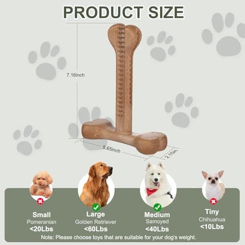 JoviQ Dog Chew Toy for Aggressive Chewers T-Shaped Tough Dog Bone Toys for Small Medium Large Breed to Keep Them Busy (Medium/Large-Under 60LBS, Bacon Flavored) - Thumbnail 2