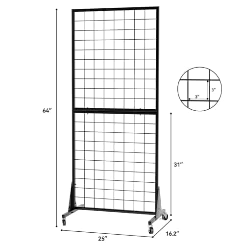 RCZSCBK 2-Pack Gridwall Panel Display Stand Heavy Duty Removable Floor Mounted Detachable Grid Display Stand 2' x 5.5' Ft Display with Additional Hook - for Retail Art Fair (Black Finish) - Thumbnail 2