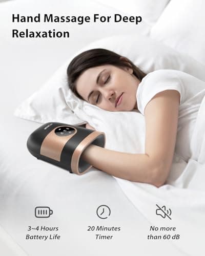 CINCOM Upgraded Hand Massager with Heat & Compression – Cordless & Rechargeable Hand Therapy Equipment for Arthritis and Carpal Tunnel Relief from Wrist to Fingers, Ideal Gift for Mother's Day (Black) - Thumbnail 2