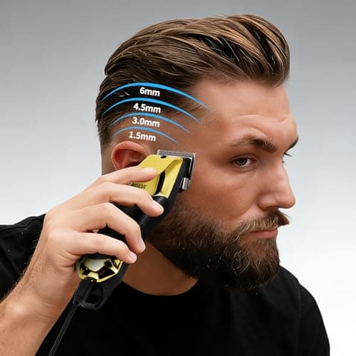 hair clippers for man with an LED display, a 4-piece cordless grooming set that includes hair clippers, T-shaped trimmer,double-layer foil razor, and a nose hair trimmer—a complete home grooming set - Thumbnail 2