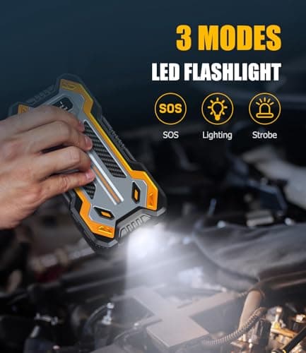 Car Jump Starter, VACASSO 5000A Car Battery Jump Starter for Up to 10L Gas and 8L Diesel Engines, 12V Portable Jumper Starter Power Pack with Booster Car Starter Jump Box, LED Light, Jumper Cable - Thumbnail 5