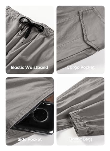 JMIERR Mens Fashion Cargo Pants - Casual Cotton Tapered Stretch Twill Chino Athletic Joggers Sweatpants Workout Trousers Travel Pants with Pockets for Men, US 38(XL), A Grey 2 - Thumbnail 5