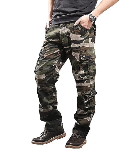 BAYAMO Mens Camo Cargo Pants Military Fatigue BDU Pant Hunting Combat Work Hiking Casual Pants with 8 Pockets (Camo Green,38) - Thumbnail 3