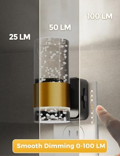 Night Light, 1-Pack Decorative Night Lights Plug into Wall, Dimmable Night Light with Auto Light Sensor, Bright White 5000K, Wall Sconce-style Design Nightlight for Bathroom,Bedroom,Hallway - Thumbnail 3