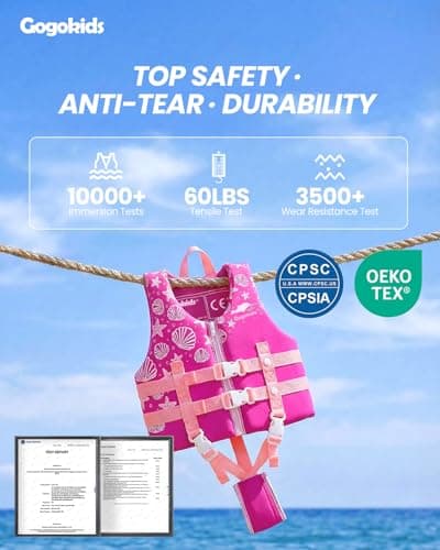 Gogokids Toddler Swim Vest, Kids Floaties – Boys & Girls Buoyancy Jacket for Pool & Beach, Fits 2-8 Years / 22-60 lbs - Thumbnail 2