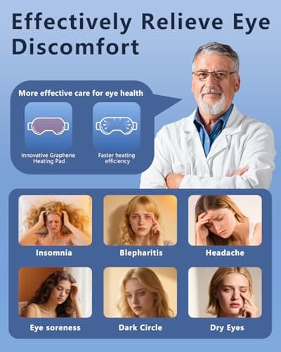Aurorcness Heated Eye Mask for Dry Eyes – Cordless Warm Eye Compress, 100% Mulberry Silk Sleep Mask with Graphene Heating, 3 Heat Levels and Auto Shut-Off, Rechargeable and Washable - Thumbnail 3