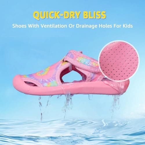 STQ Toddler Water Shoes Cute Aqua Swim Beach Shoes Quick Dry Outdoor Summer Sandals for Girls 7 M US Toddler - Thumbnail 4