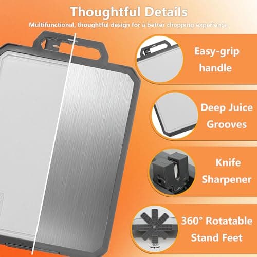 Stainless Steel Cutting Board for Kitchen, 2-in-1 Double-Sided 304 Steel & PP, Non-Slip Chopping Board, 11.7"×15.7",1PCS - Thumbnail 5