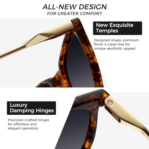 SUNGAIT Original Design Trendy Sunglasses Polarized Vintage Round Classic Retro Style for Women and Men (2025 Amber Frame/Gray Lens) - Thumbnail 4