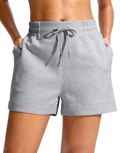 Soothfeel Women's Drawstring Sweat Shorts High Waisted Summer Workout Lounge Casual Shorts with Pockets Light Heather Grey - Image 1