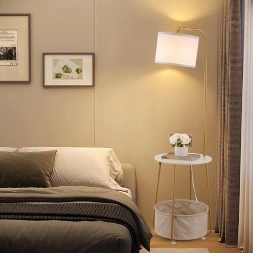 YJSQOEOE Floor Lamp with Cat Bed, Adjustable Lampshade, 3 Color Temperatures, Foot Switch Control, Tall Standing Lamp with Pet House, Modern Lighting for Living Room Bedroom Decor, Gold - Thumbnail 5