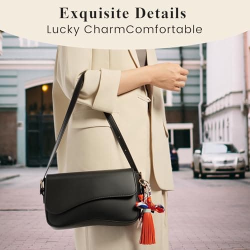 Shoulder Bag for Women Y2K Trendy Purse PU Leather Hobo Handbags Clutch Saddle Crossbody Underarm Bag (Black) - Thumbnail 6