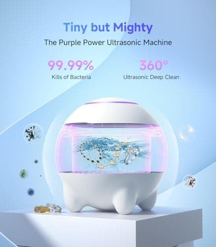 Ultrasonic Jewelry Cleaner Machine, 45KHz Retainer Cleaner Ultrasonic Professional for Dentures, Ring, Earrings Sterling Silver Deep Cleaning with 4 Modes, Timer, Low Noise, 304 Stainless Steel Tank - Thumbnail 2