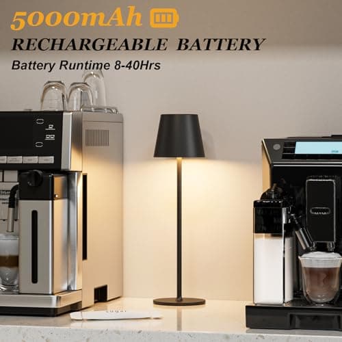 Cordless Table Lamp Rechargeable Black - KK 2 Pack 5000mAH Battery Operated Lamp for Counter, 3 Color Stepless Dimming Waterproof LED Wireless Lamp for Dining Kitchen, Outdoor Patio, Touch Control - Thumbnail 3
