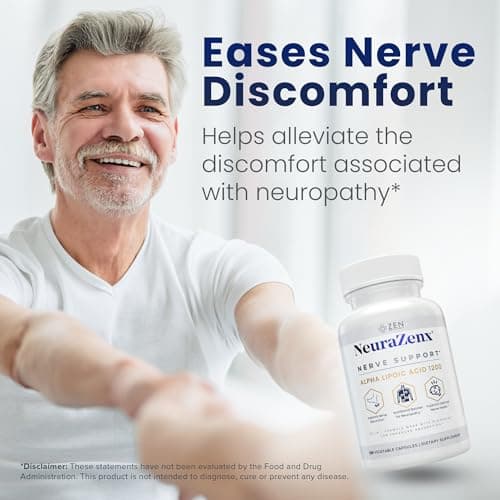 Zen Nutrients NeuraZenX Nerve Support & Peripheral Neuropathy Support Supplement with 1200mg Alpha Lipoic Acid (ALA), Benfotiamine, L-Carnitine, and Turmeric - Thumbnail 4