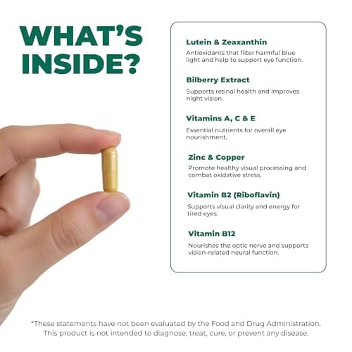 ELICORE Eye Vitamins – 200 mg Lutein and Zeaxanthin Supplement – Clear Vision & Eye Health Support* – Macular Support* – 23 in 1 Complex with Lutein, Zeaxanthin, Vitamins & Minerals – 60 Veg Caps - Thumbnail 4