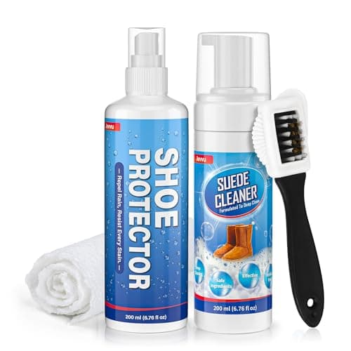 Jevvu Suede Shoe Cleaner Kit with Protector Spray, Suede & Nubuck Cleaning Kit with Brush and Cloth, Cleans and Repel Water - Image 1