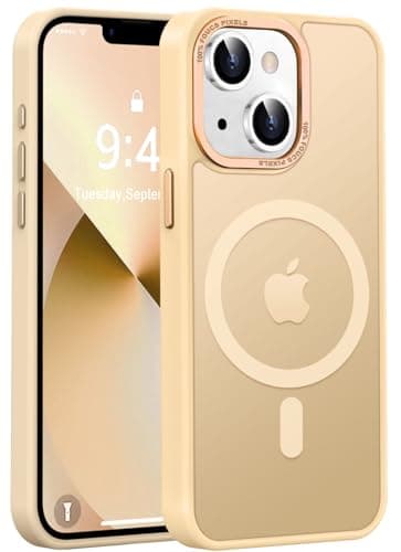 Newfuture Designed for iPhone 13 Case & iPhone 14 Case with Magnetic [13 FT Military Drop Protection] [Compatible with Magsafe] Translucent Shockproof with Anti-Fingerprint Phone Case, Creamy Yellow