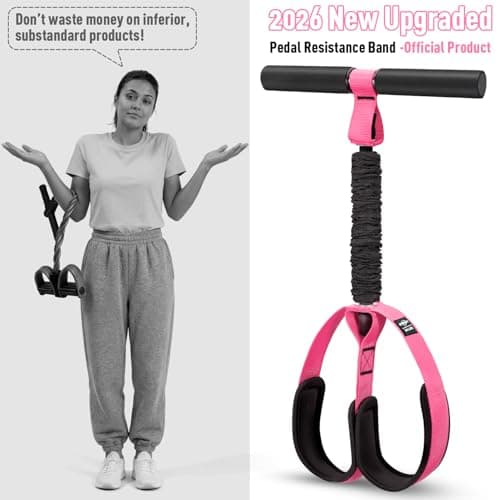 NTIUYOT Upgraded Durable Pedal Resistance Band with Handle, Thickened Latex Tubes and Soft Foam Fabric Foot Pedal, Sit Up Exercise Equipment for Abdomen, Waist, Arm, Core/ABS, Leg, Physical Therapy - Thumbnail 3