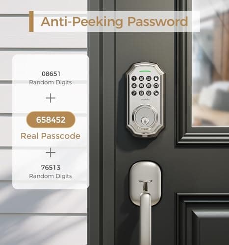Keyless Entry Door Lock with 2 Handle – Smart Deadbolt, App Control, 100-Code Keypad, One-Time Passcode, Auto Lock & Anti-Peep, Easy Installation for Front Door(Silver+Handle) - Thumbnail 5