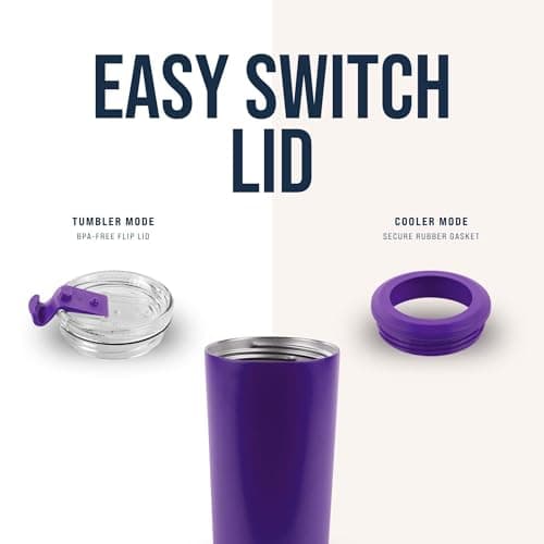 4 in 1 Universal Can Cooler - Purple, Can Holder Insulated, Beer Bottle Cooler, Universal Holder for All Drink Sizes, Stainless Steel Insulated Tumbler, Tailgating Accessories - Thumbnail 4